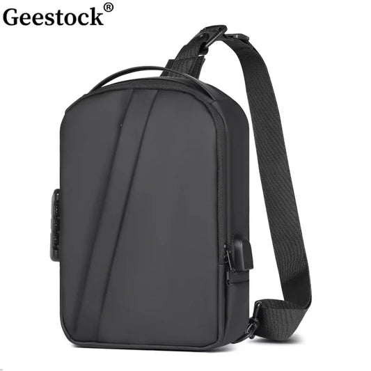 Geestock Anti-Theft Crossbody Bag Chest Sling Backpack Men'S Shoulder Bag Travel Messenger USB Chest Bag Shoulder Bag for Travel