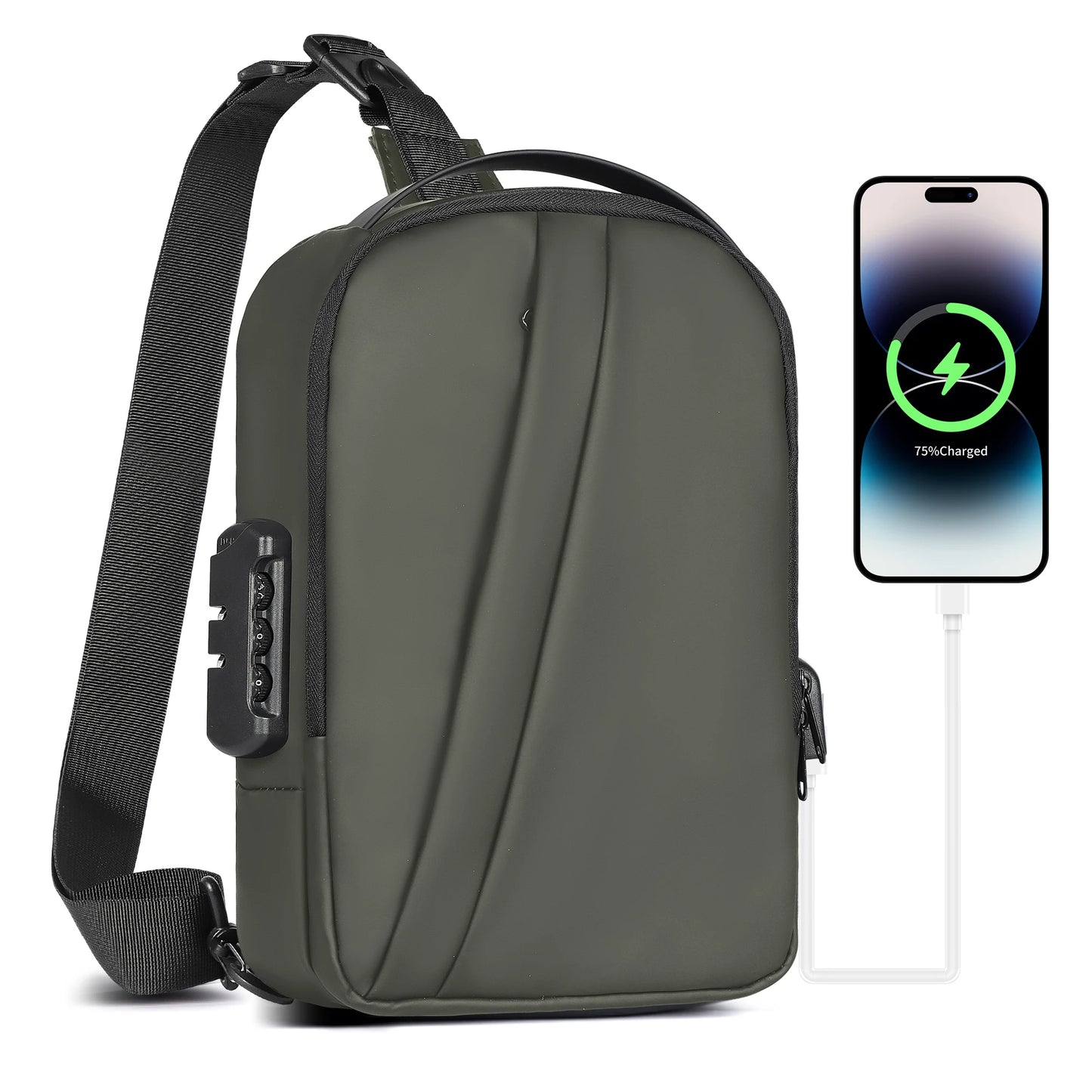 Geestock Anti-Theft Crossbody Bag Chest Sling Backpack Men'S Shoulder Bag Travel Messenger USB Chest Bag Shoulder Bag for Travel