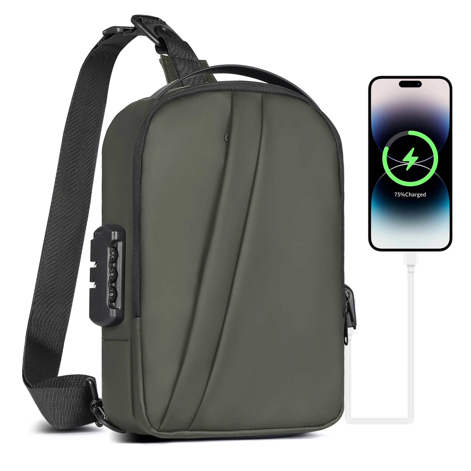 Geestock Anti-Theft Crossbody Bag Chest Sling Backpack Men'S Shoulder Bag Travel Messenger USB Chest Bag Shoulder Bag for Travel