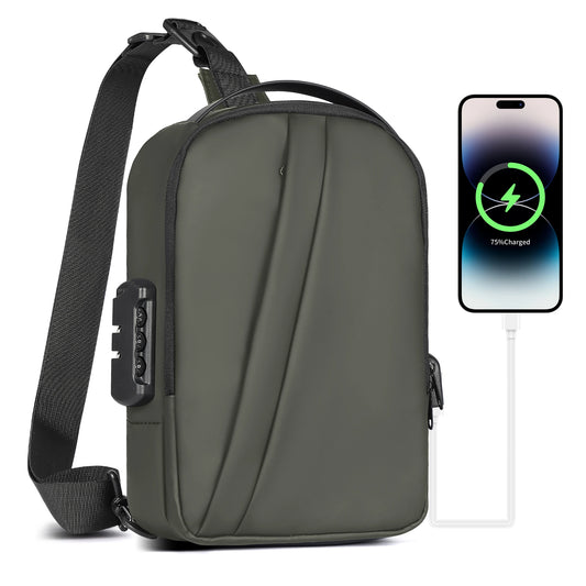 Geestock Anti-Theft Crossbody Bag Chest Sling Backpack Men'S Shoulder Bag Travel Messenger USB Chest Bag Shoulder Bag for Travel