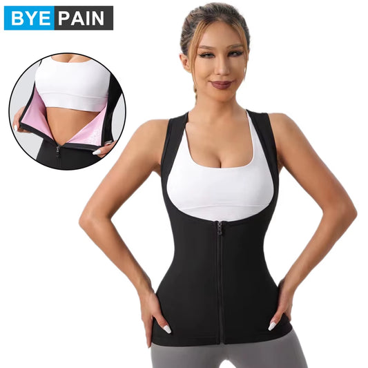 1Pcs Sauna Suit for Women Workout Waist Trainer Sweat Vest Tummy Control Zipper Body Cincher Tank Top with Straps