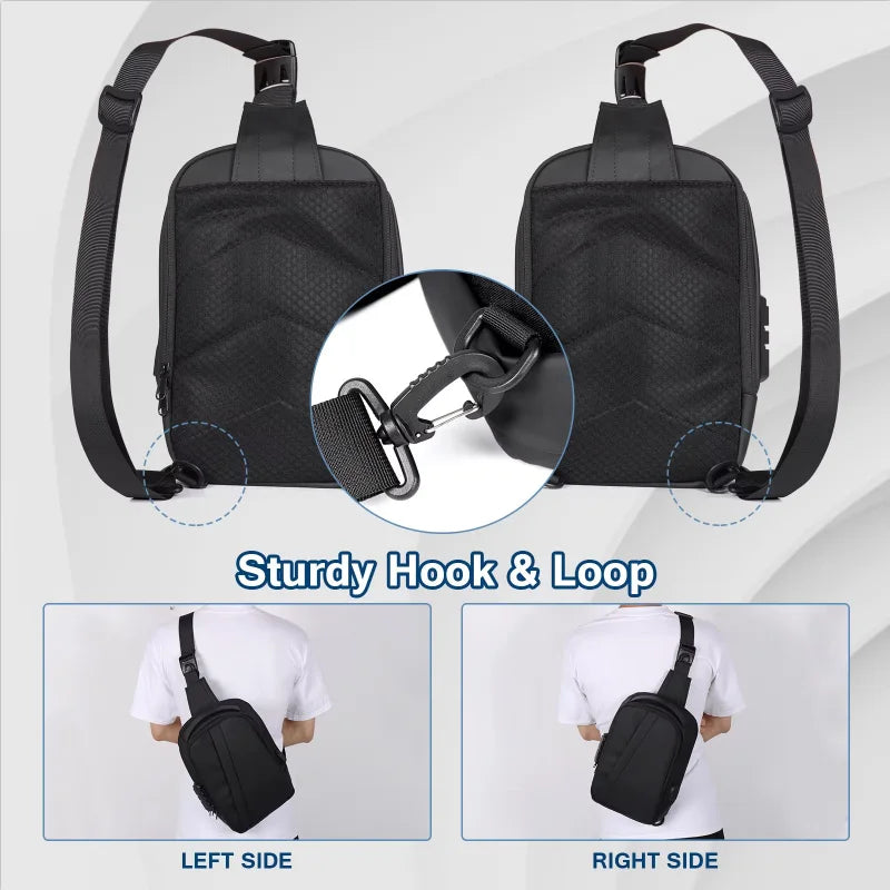Geestock Anti-Theft Crossbody Bag Chest Sling Backpack Men'S Shoulder Bag Travel Messenger USB Chest Bag Shoulder Bag for Travel