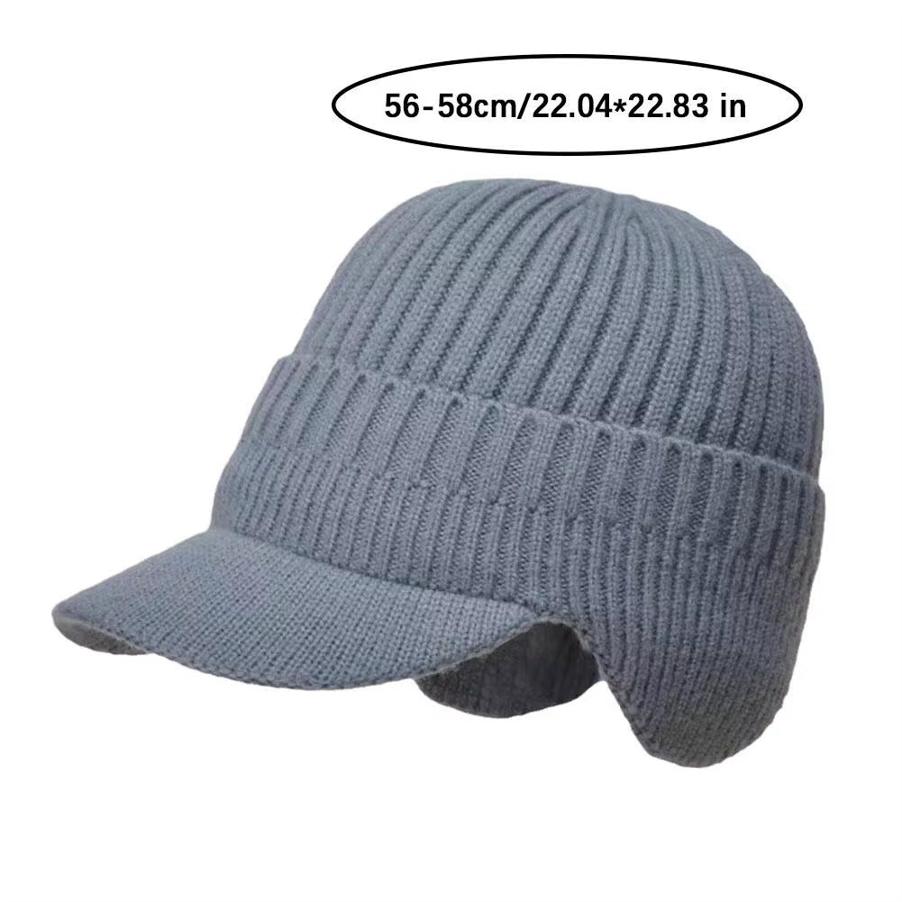 Men's Windproof Knitted Cap with Scarf and Duck Visor for Outdoor Activities