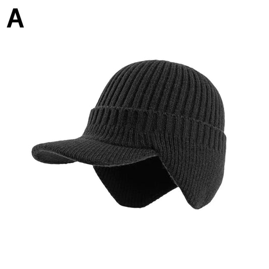 Men's Windproof Knitted Cap with Scarf and Duck Visor for Outdoor Activities