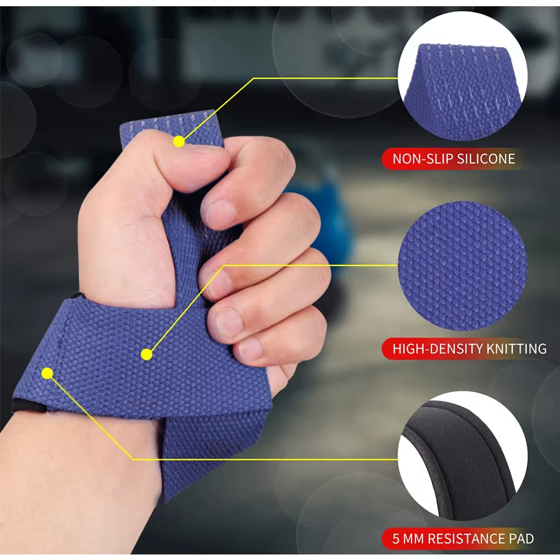 Weightlifting Wrist Support Straps - Anti-Slip Silicone Hand Grips for Strength Training (1 Pair)