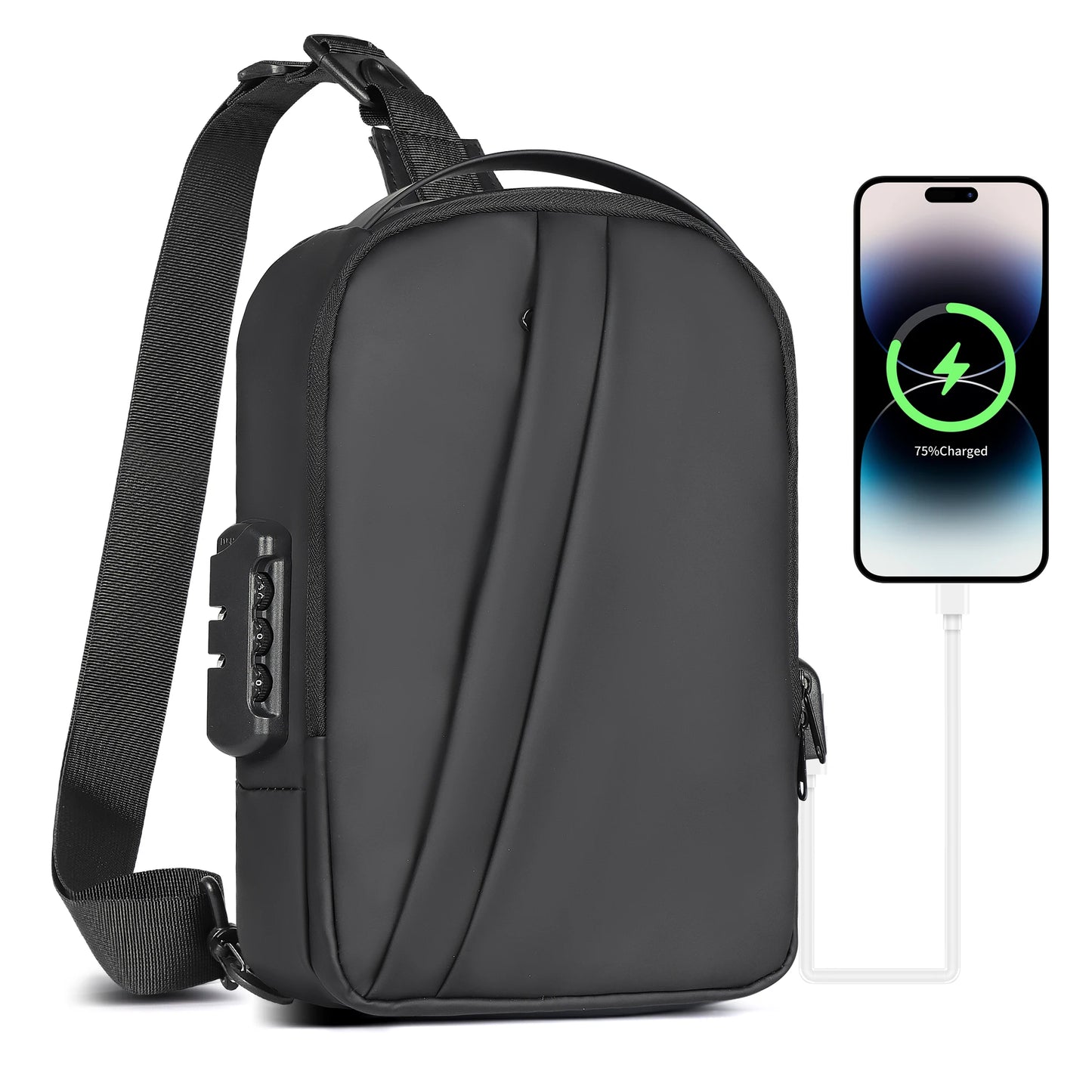 Geestock Anti-Theft Crossbody Bag Chest Sling Backpack Men'S Shoulder Bag Travel Messenger USB Chest Bag Shoulder Bag for Travel