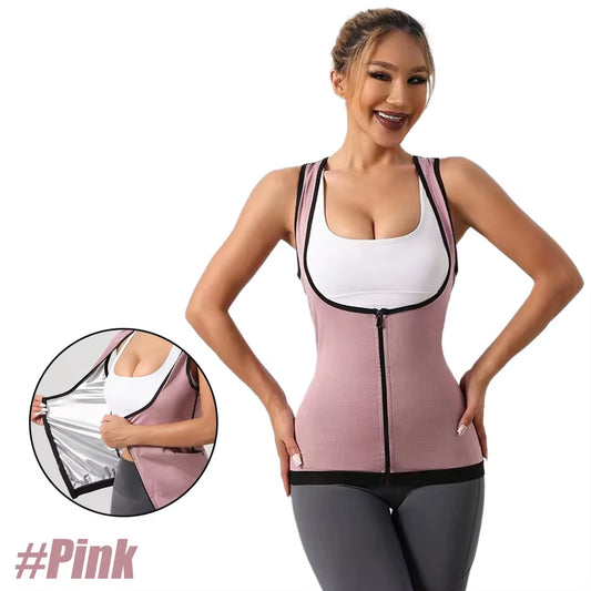 1Pcs Sauna Suit for Women Workout Waist Trainer Sweat Vest Tummy Control Zipper Body Cincher Tank Top with Straps